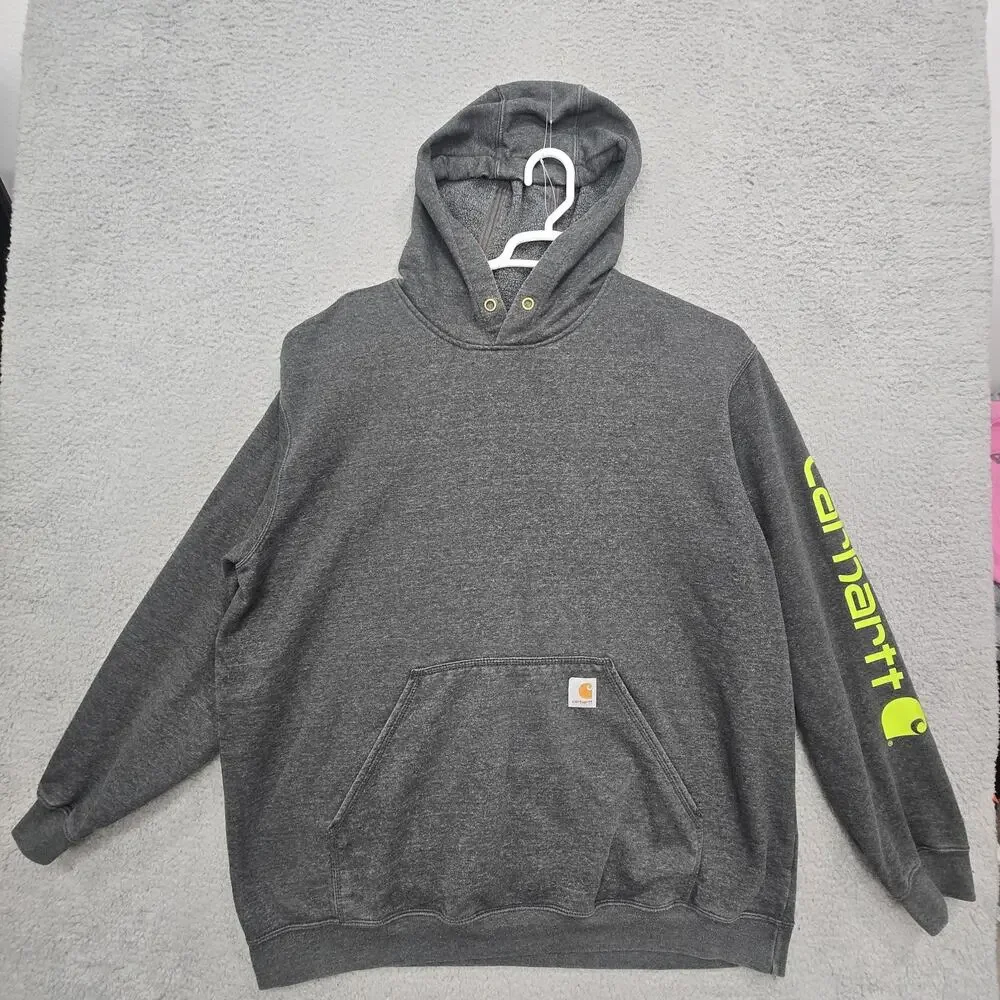 Carhartt Hoodie Mens XL Midweight Sleeve Logo Sweatshirt Hooded Dark Gray